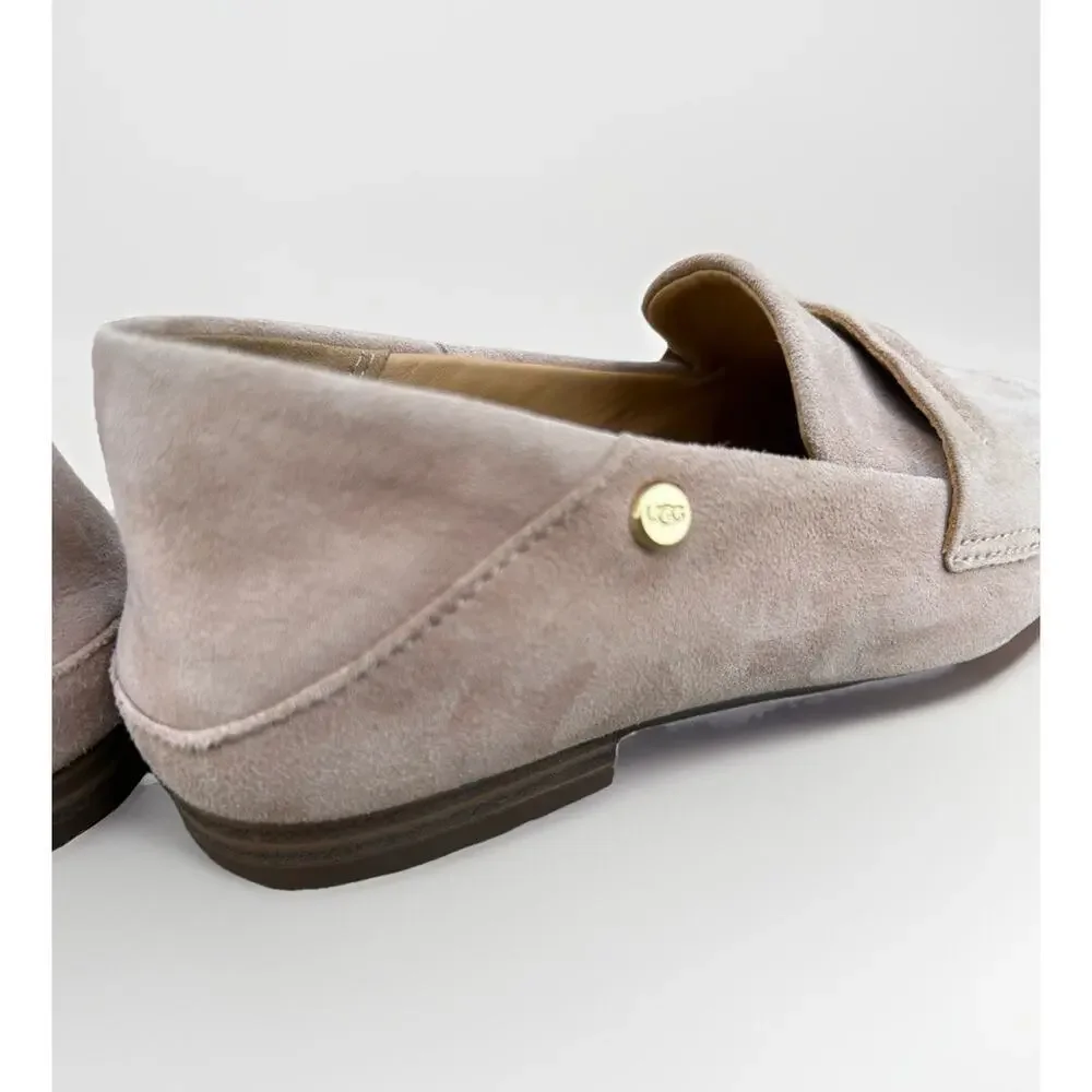 New UGG Janaya Suede Leather Loafers Flats Shoes Women’s Size 5 Tan Beige Cream